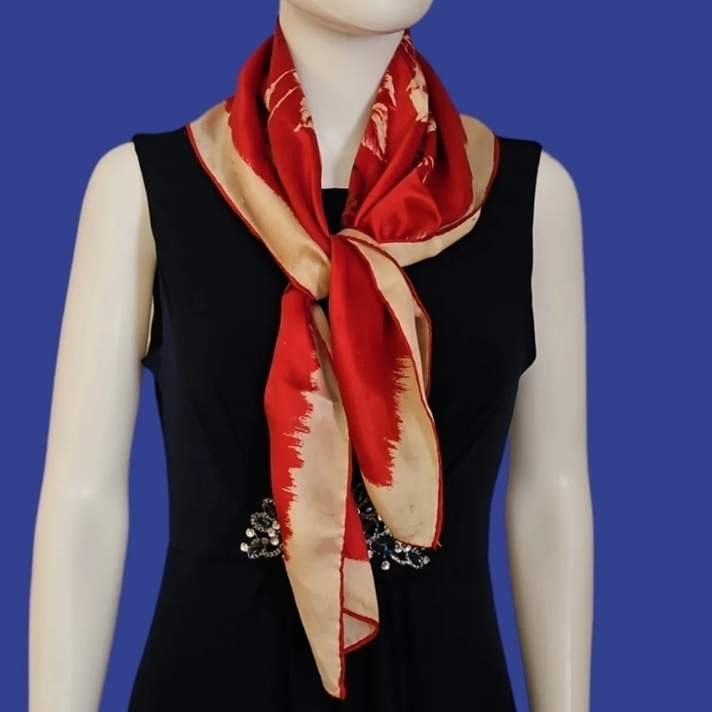 Vintage Estate Silk Rose Mantilla Scarf